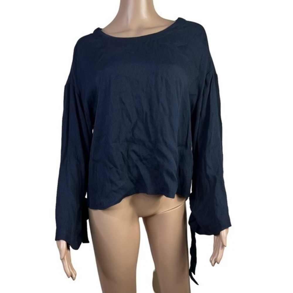 Frame Denim Women Blouse tie in back Blue Navy Size s
